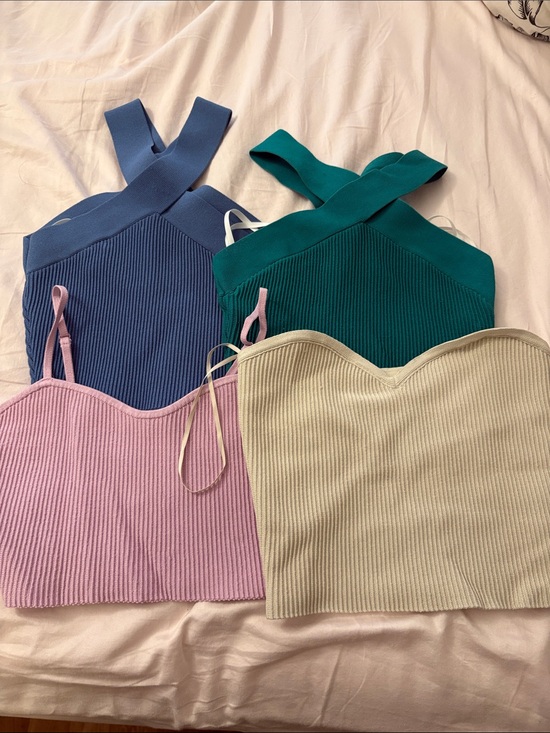 Aritzia Tops - Aritzia/Babaton Ribbed Knit Camisole Set — Blue, Teal, Pink, Cream